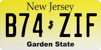 NJ license plate B74ZIF