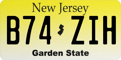 NJ license plate B74ZIH