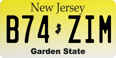 NJ license plate B74ZIM