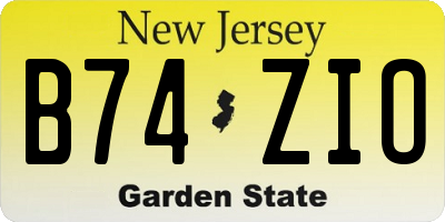 NJ license plate B74ZIO