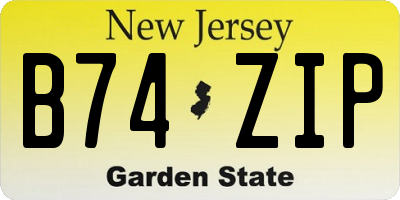 NJ license plate B74ZIP