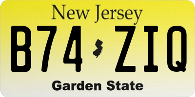 NJ license plate B74ZIQ