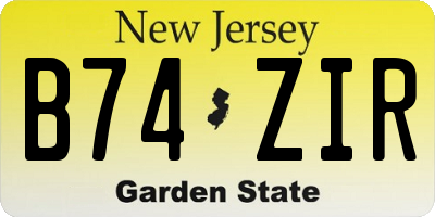 NJ license plate B74ZIR