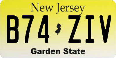 NJ license plate B74ZIV