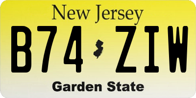 NJ license plate B74ZIW