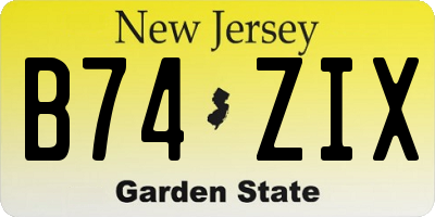 NJ license plate B74ZIX