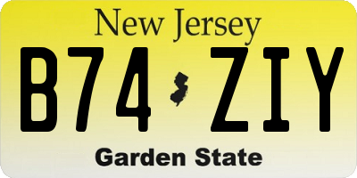 NJ license plate B74ZIY