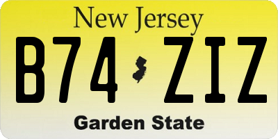 NJ license plate B74ZIZ