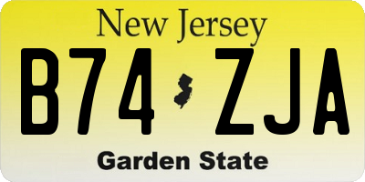 NJ license plate B74ZJA