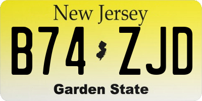 NJ license plate B74ZJD