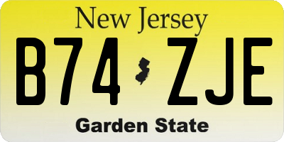NJ license plate B74ZJE