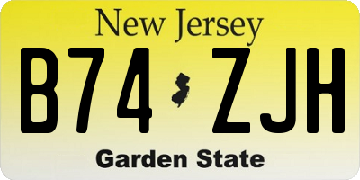 NJ license plate B74ZJH