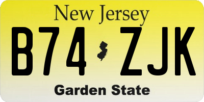 NJ license plate B74ZJK