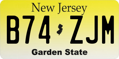 NJ license plate B74ZJM