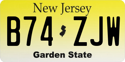 NJ license plate B74ZJW
