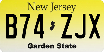 NJ license plate B74ZJX
