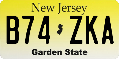 NJ license plate B74ZKA