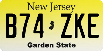 NJ license plate B74ZKE