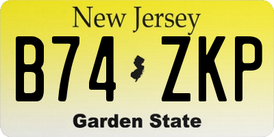 NJ license plate B74ZKP