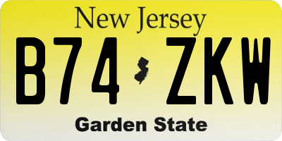 NJ license plate B74ZKW