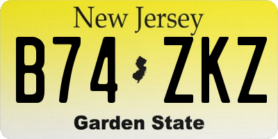NJ license plate B74ZKZ