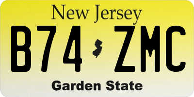 NJ license plate B74ZMC