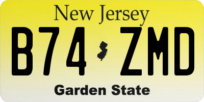 NJ license plate B74ZMD