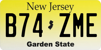 NJ license plate B74ZME