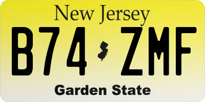 NJ license plate B74ZMF