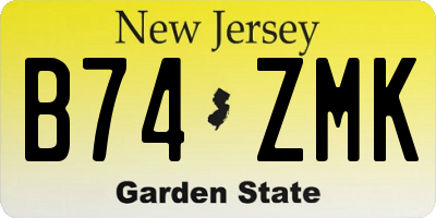 NJ license plate B74ZMK