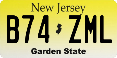 NJ license plate B74ZML