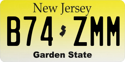 NJ license plate B74ZMM