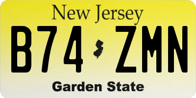 NJ license plate B74ZMN