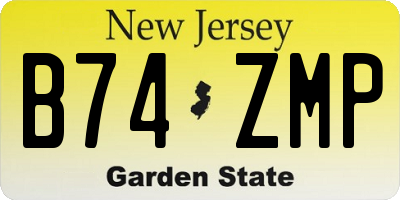 NJ license plate B74ZMP