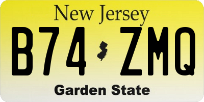 NJ license plate B74ZMQ