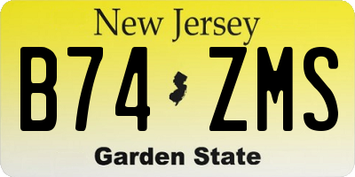 NJ license plate B74ZMS