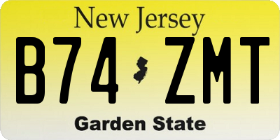 NJ license plate B74ZMT
