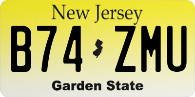 NJ license plate B74ZMU