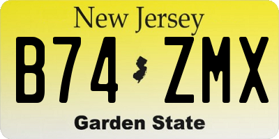 NJ license plate B74ZMX