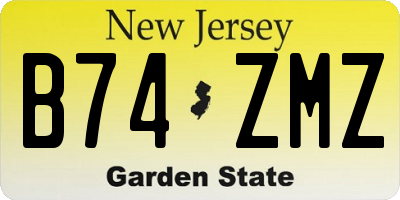 NJ license plate B74ZMZ