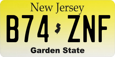 NJ license plate B74ZNF