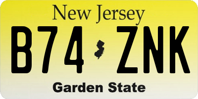NJ license plate B74ZNK