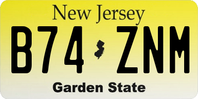 NJ license plate B74ZNM