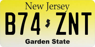 NJ license plate B74ZNT