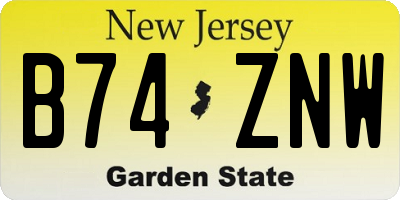 NJ license plate B74ZNW