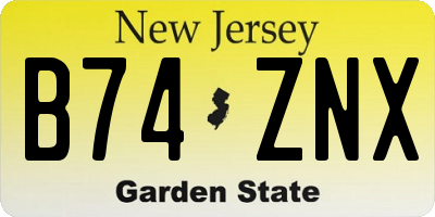 NJ license plate B74ZNX