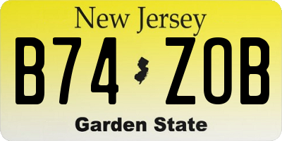 NJ license plate B74ZOB