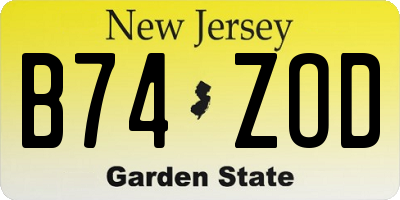 NJ license plate B74ZOD