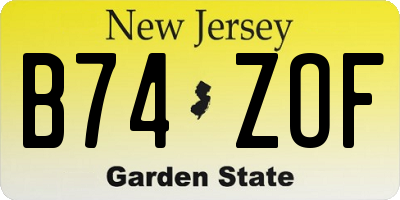 NJ license plate B74ZOF