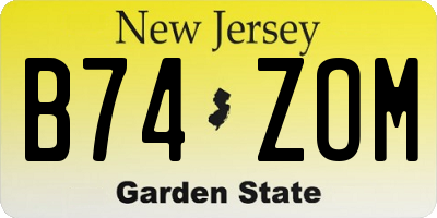 NJ license plate B74ZOM